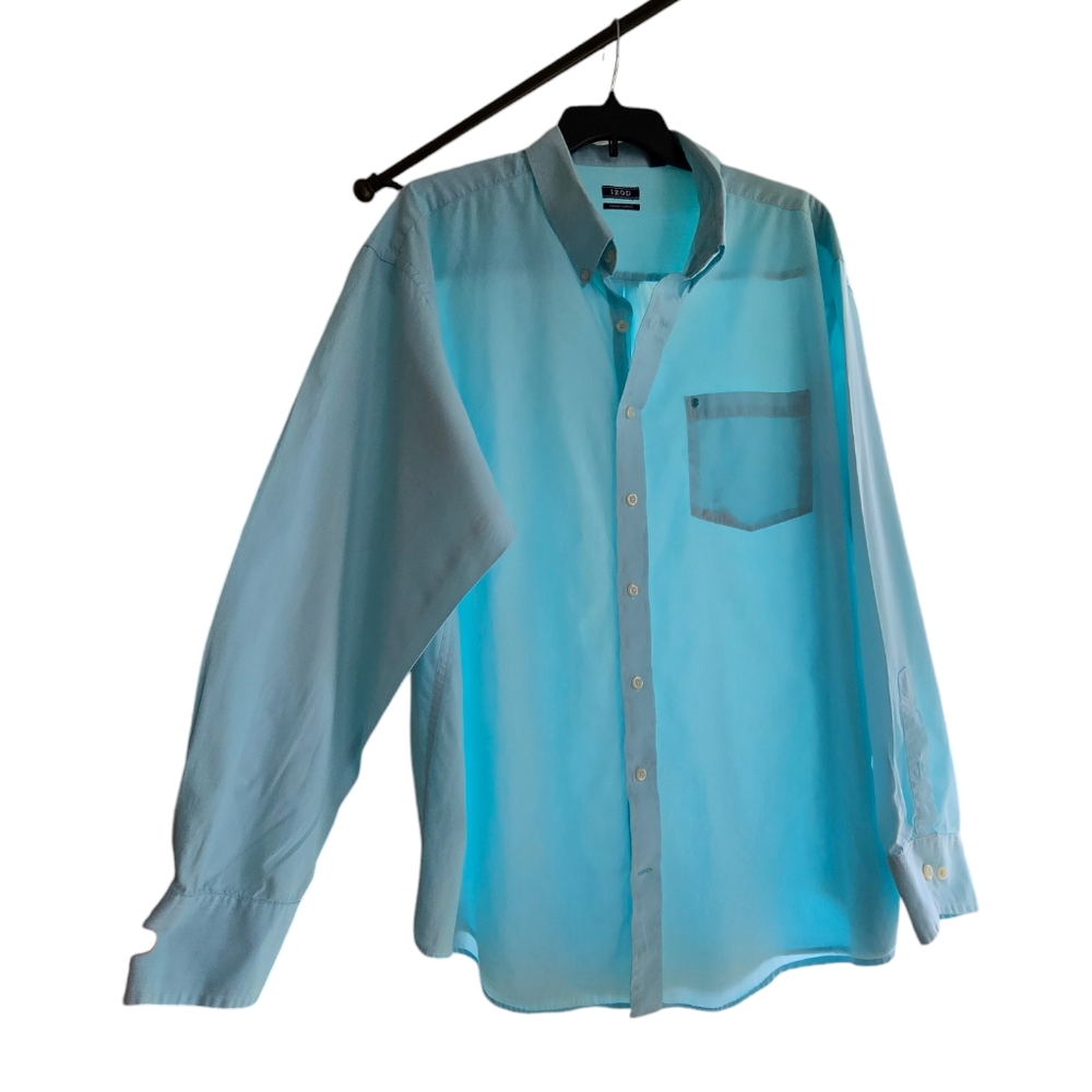 Izod seafoam green button shirt, 3X size. - Picture 4 of 6